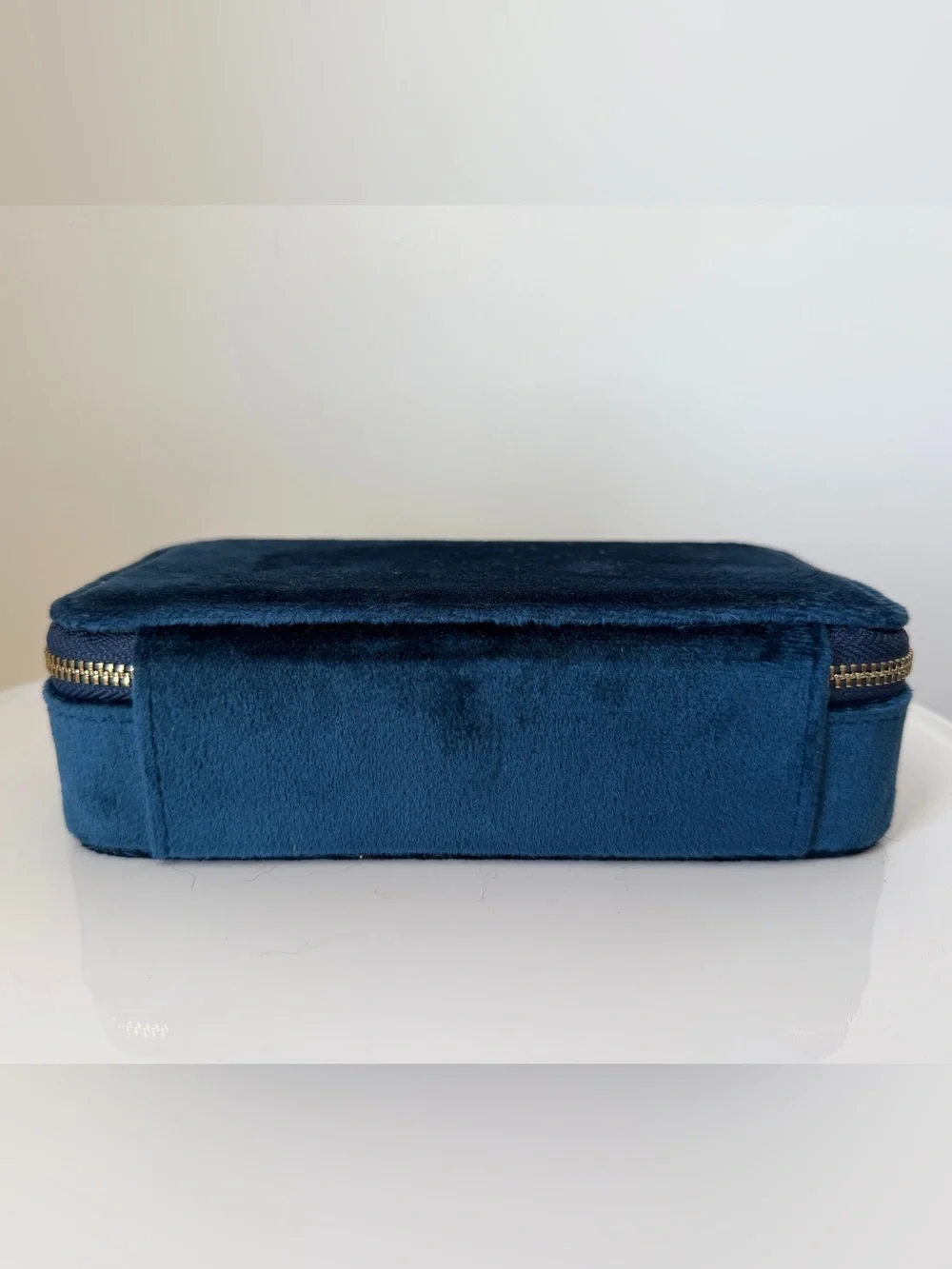 Blue Velvet Jewelry Organizer Travel Case with Multiple Compartments